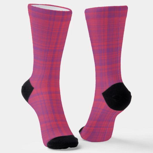 Red Purple Plaid Pattern Sokken (Gebogen)