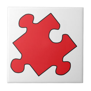 RED PUZZZLE PIECE TEGELTJE