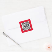 Red QR Code Simple Social Media Square Custom Vierkante Sticker (Envelop)