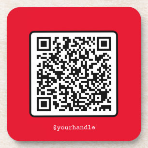 Red QR Code Social Media Custom Simple Modern Bier Onderzetter