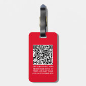 Red QR Script Monogrammed Bagagelabel (Achterkant verticaal)