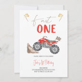 Red Quad Bike 'Fast One' Invitation Anniversaire (Devant)
