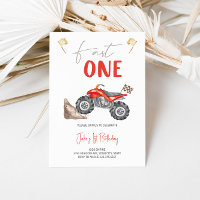 Red Quad Bike 'Fast One' Invitation Anniversaire