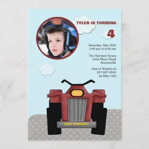 Red Quad Photo Invitation Kaart