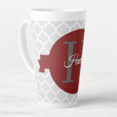 Red Quatrefoil Aangepaste latte Mok (Linkerhoek)