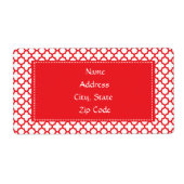 Red Quatrefoil Patroon Etiket (Voorkant)