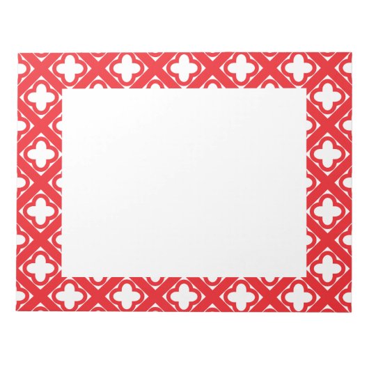 Red Quatrefoil Patroon Notitieblok (Voorkant)