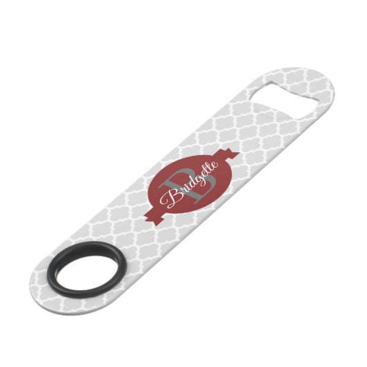 Red Quatrefoil Persoonlijke balk Speed Flessenopener (Voorkant Gekanteld)