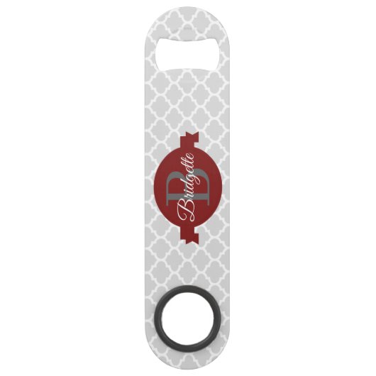 Red Quatrefoil Persoonlijke balk Speed Flessenopener (Voorkant)