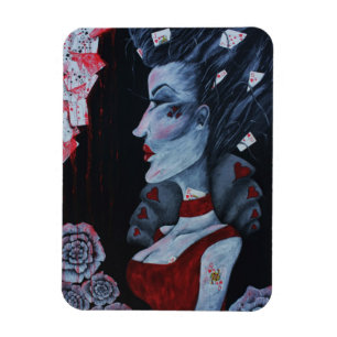 Red Queen of Hearts Alice Wonderland Fantasy Art Magneet