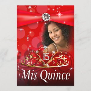 Red Quinceanera 15 Princess Tiara Foto Kaart