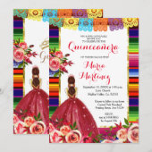 Red Quinceañera Birthday Kaart (Voorkant / Achterkant)