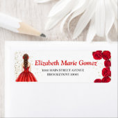 Red Quinceañera Custom Return Address Label (Insitu)