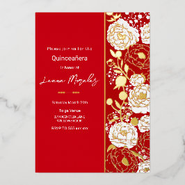Red Quinceañera Folie Invitation Uitnodiging