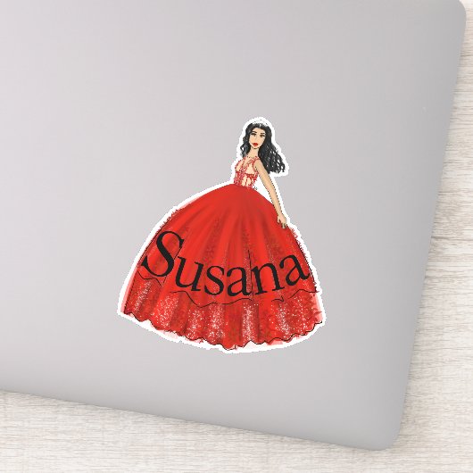 Red Quinceanera Mode Illustratie sticker (Detail)