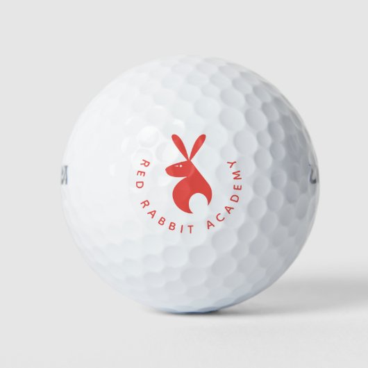 Red Rabbit Icon & Curved Text Sjabloon Golfballen (Voorkant)