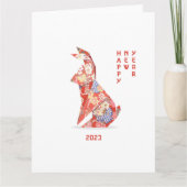 Red Rabbit origami Year of the Rabbit 2023 Kaart (Voorkant)