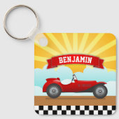  Red Race Auto Persoonlijke naam Kinder Room Sleutelhanger (Voorkant)