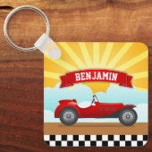  Red Race Auto Persoonlijke naam Kinder Room Sleutelhanger (Voorkant)