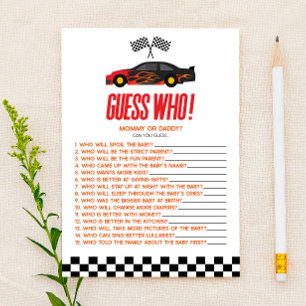 Red Race Auto Raad Wie Baby shower spel