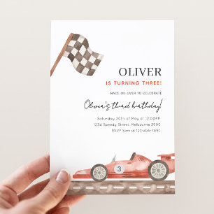 Red Race Car 3e verjaardag, Any Age Boys Racing Kaart