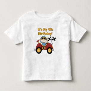 Red Race Car 4th Birthday Tshirts en Gifts