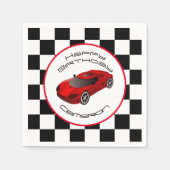 Red Race Car | Aangepaste geboortedag Servet (Voorkant)