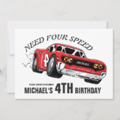 Red Race Car Anniversaire Fête Invitation (Devant)