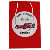 Red Race Car Birthday - persoonlijk Medium Cadeauzakje (Voorkant)
