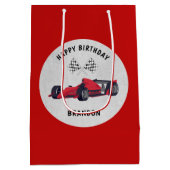 Red Race Car Birthday - persoonlijk Medium Cadeauzakje (Achterkant)