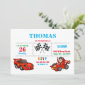 Red Race Car Birthday Uitnodiging (Staand voorkant)