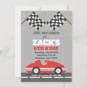 Red Race Car Invitation Anniversaire