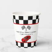 Red Race Car | Kinderen van Birthday Papieren Bekers (Achterkant)