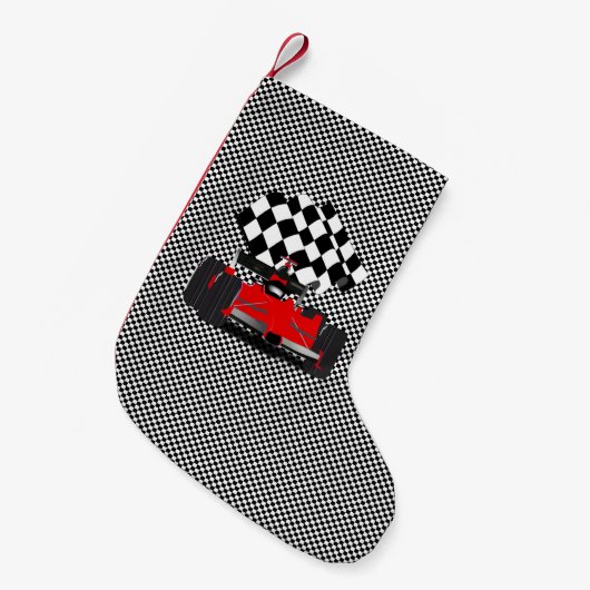 Red Race Car Kleine Kerstsok (Voorkant (Hangend))