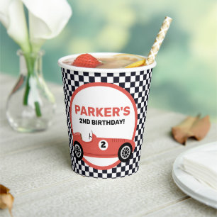 Red Race Car Racing Birthday Party Papieren Bekers