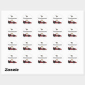 Red Race Car Vroom T-shirts en geschenken Ronde Sticker (Vel)