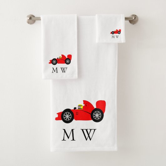 Red Racing Car Design Monogrammed (En situation)