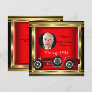  Red Racing Car Mans 60e verjaardag Foto Kaart