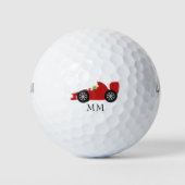 Red Racing Car Monogrammed Golfballen (Voorkant)