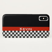 Red Racing Stripe Design iPhone X Coque (Dos (Horizontal))