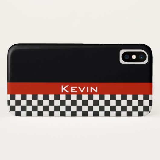 Red Racing Stripe Design iPhone X Coque (Dos (Horizontal))
