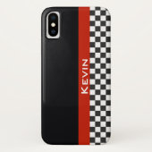 Red Racing Stripe Design iPhone X Coque (Dos)