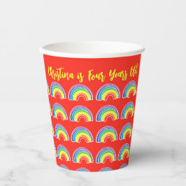 Red Rainbow Verjaardagsfeestje Thema Papieren beke Papieren Bekers