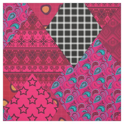 Red Raspberry Patchwork Stof (Swatch)