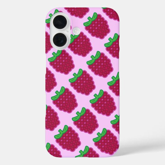 Red Raspberry Pattern iPhone Case (Achterkant)