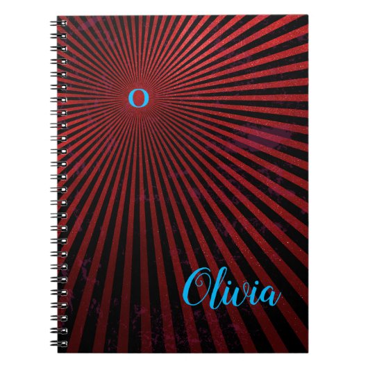 Red Rays Abstract gepersonaliseerd Notitieboek (Voorkant)