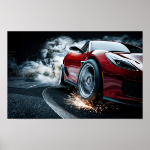 Red RdSleek Racing Sportwagen Driften #7 Poster