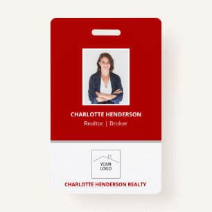 Red Real Estate Agent Photo Logo Badge