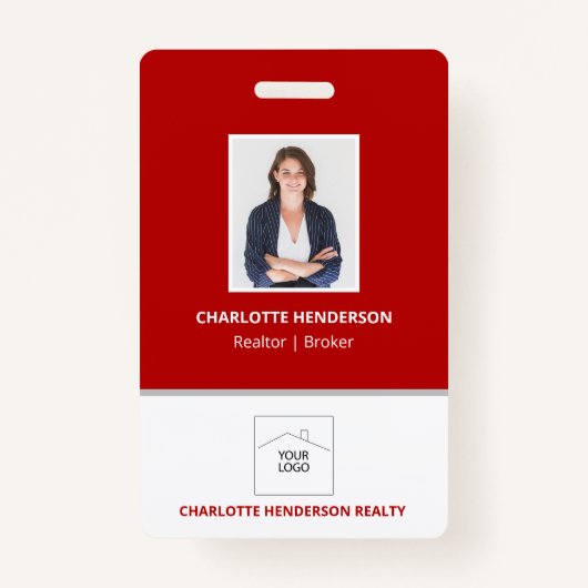 Red Real Estate Agent Photo Logo Badge (Voorkant)
