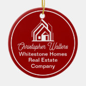 Red Real Estate Company Customized Christmas Keramisch Ornament (Voorkant)